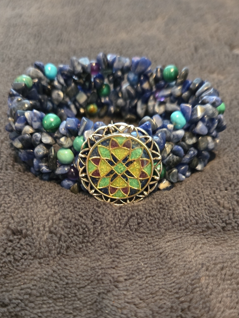 Carolyn Pollack Sodalite & Turquoise Chip Stretch Bracelet